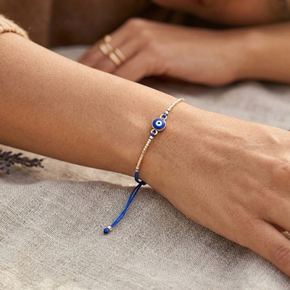 Handmade Dainty Evil Eye Miyuki Bead Bracelet New!